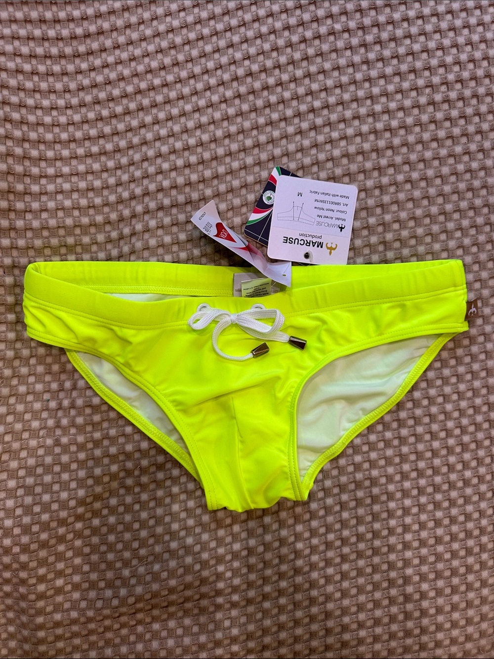 Men's Neon Yellow Swim Brief with Drawstring